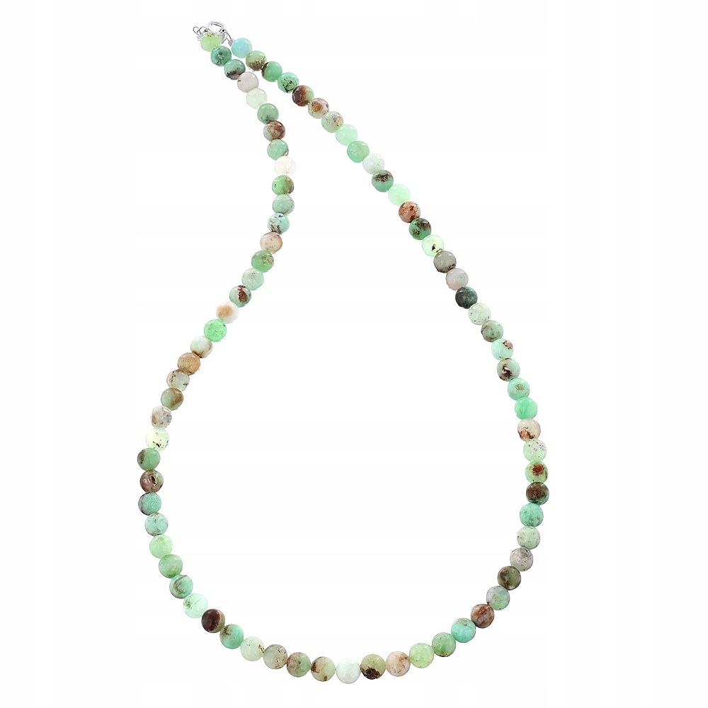 Náhrdelník příroda Chryzopraz chrysopras prazer hladké kuličky 6 mm stříbro 925