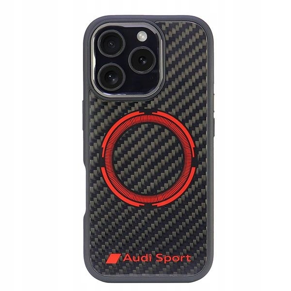 Etui Audi Carbon Fiber Sport MagSafe do iPhone 16 Pro 6.3" czarne
