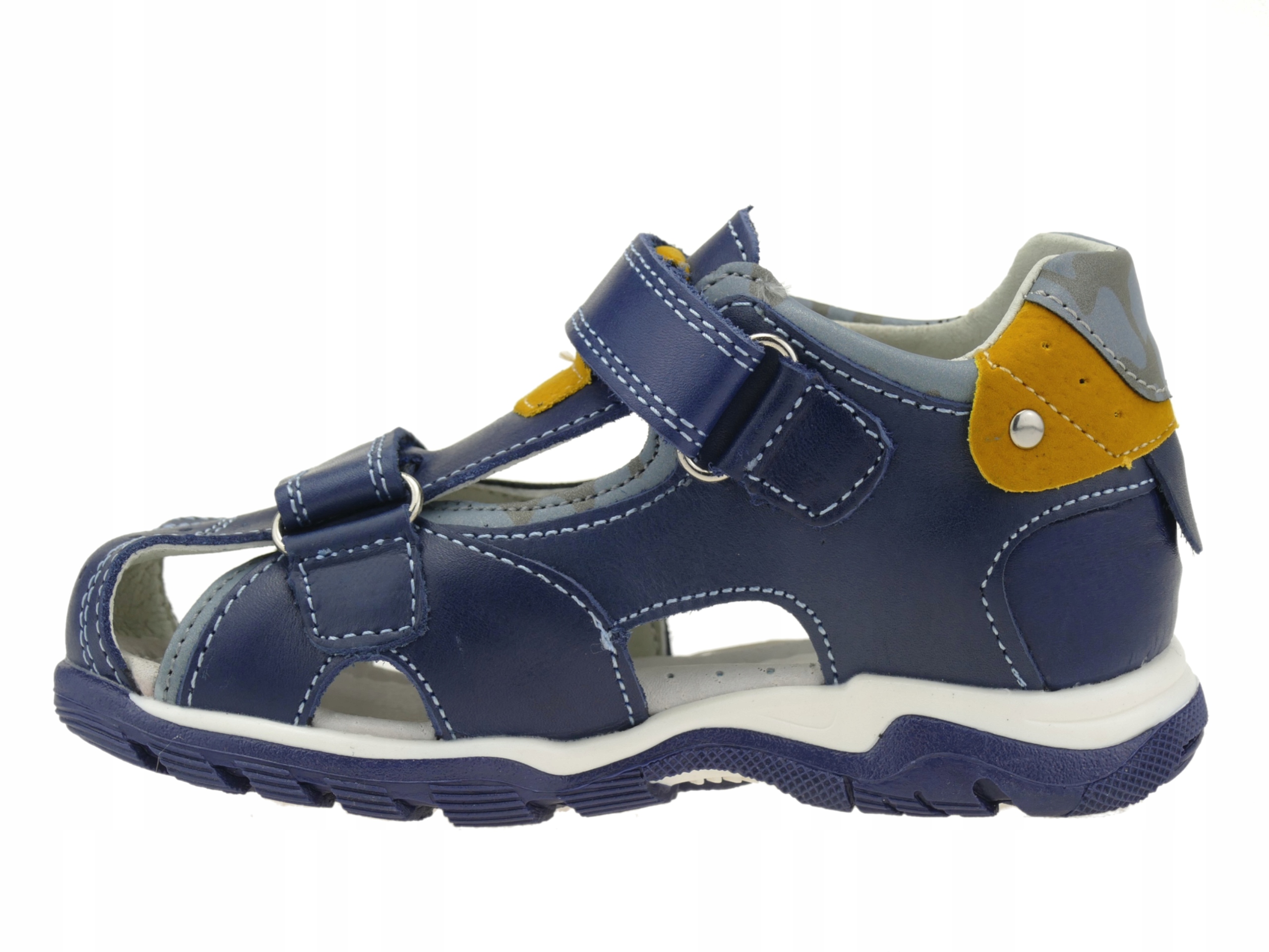 SKÓRZANE SANDAŁY CHŁOPIĘCE BUTY DZIECIĘCE KRYTE SANDAŁKI NA RZEPY R. 27 Kolor wielokolorowy