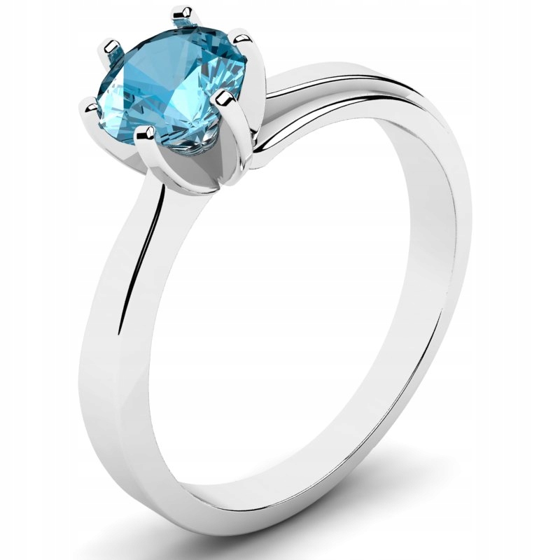 

Pierścionek Z Białego Złota Niebieska Cyrkonia 6MM