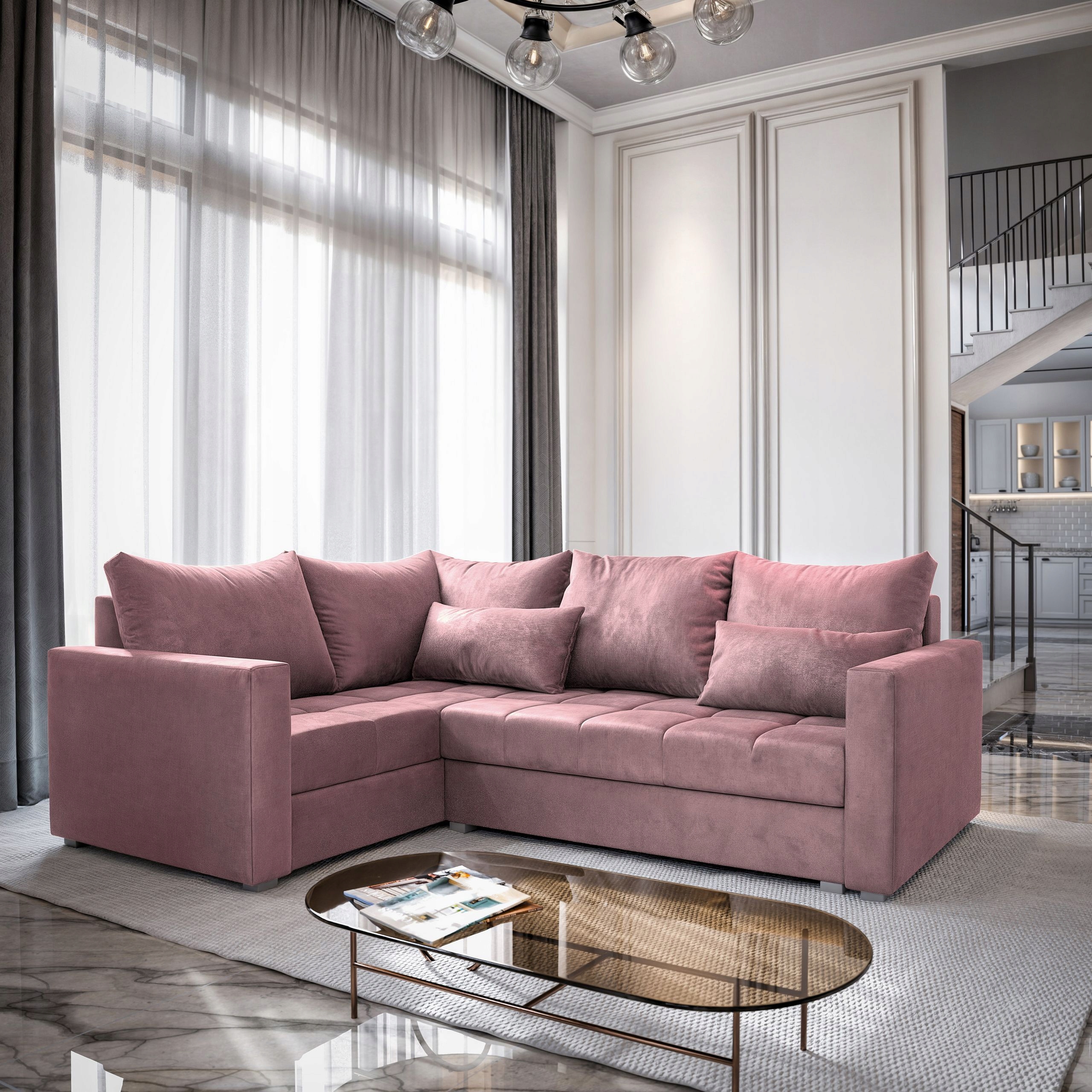 Stylový rohová sedací souprava Lireno s úložným prostorem Salon barvy Rozkládací levý Pohodlný
