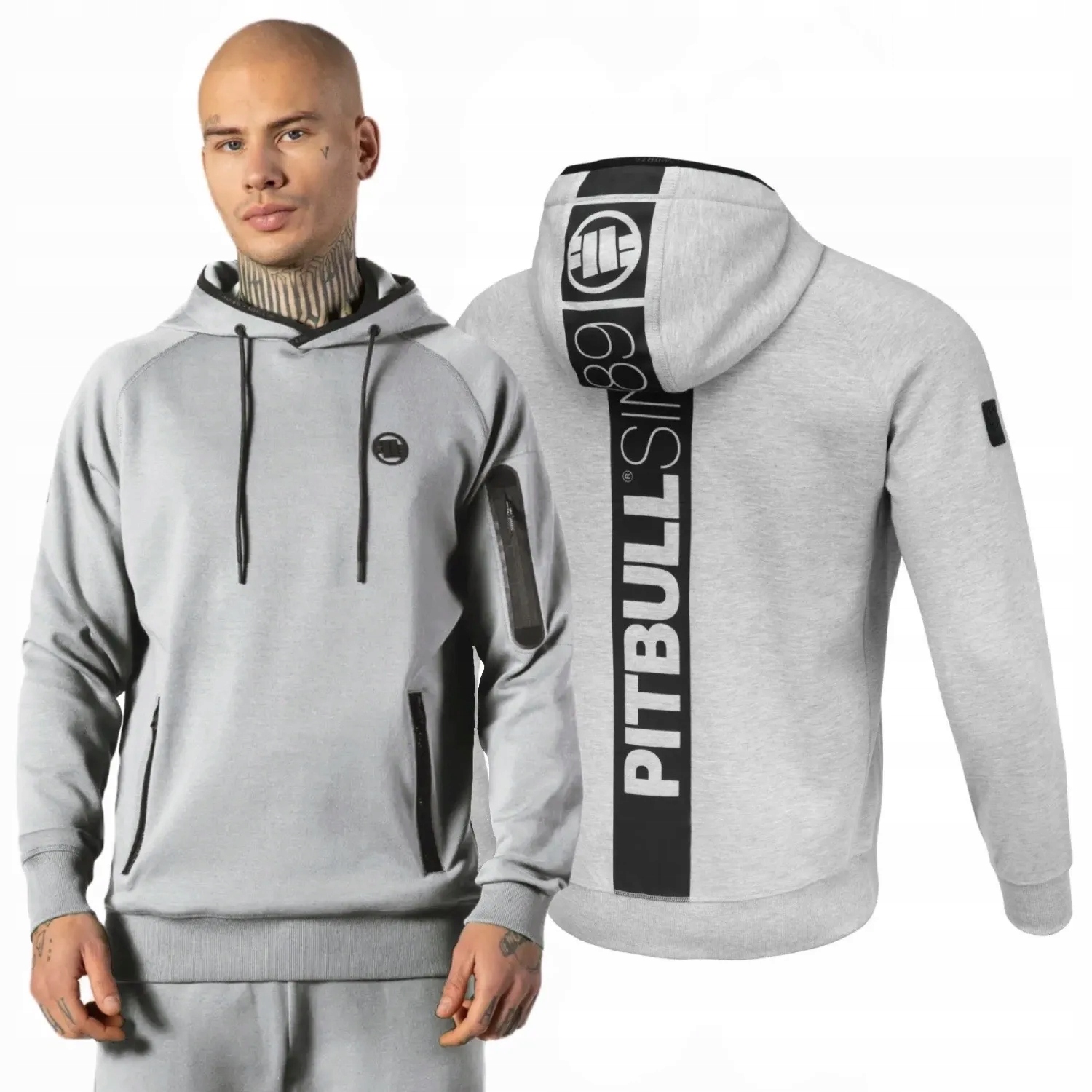 Mikina s kapucí Pitbull 300 Interlock Stafford Šedá Melanž XL [XL]