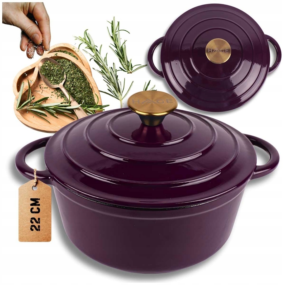 Smaltovaný Hrnec Hrnec 22 cm 3L Hage Eggplant