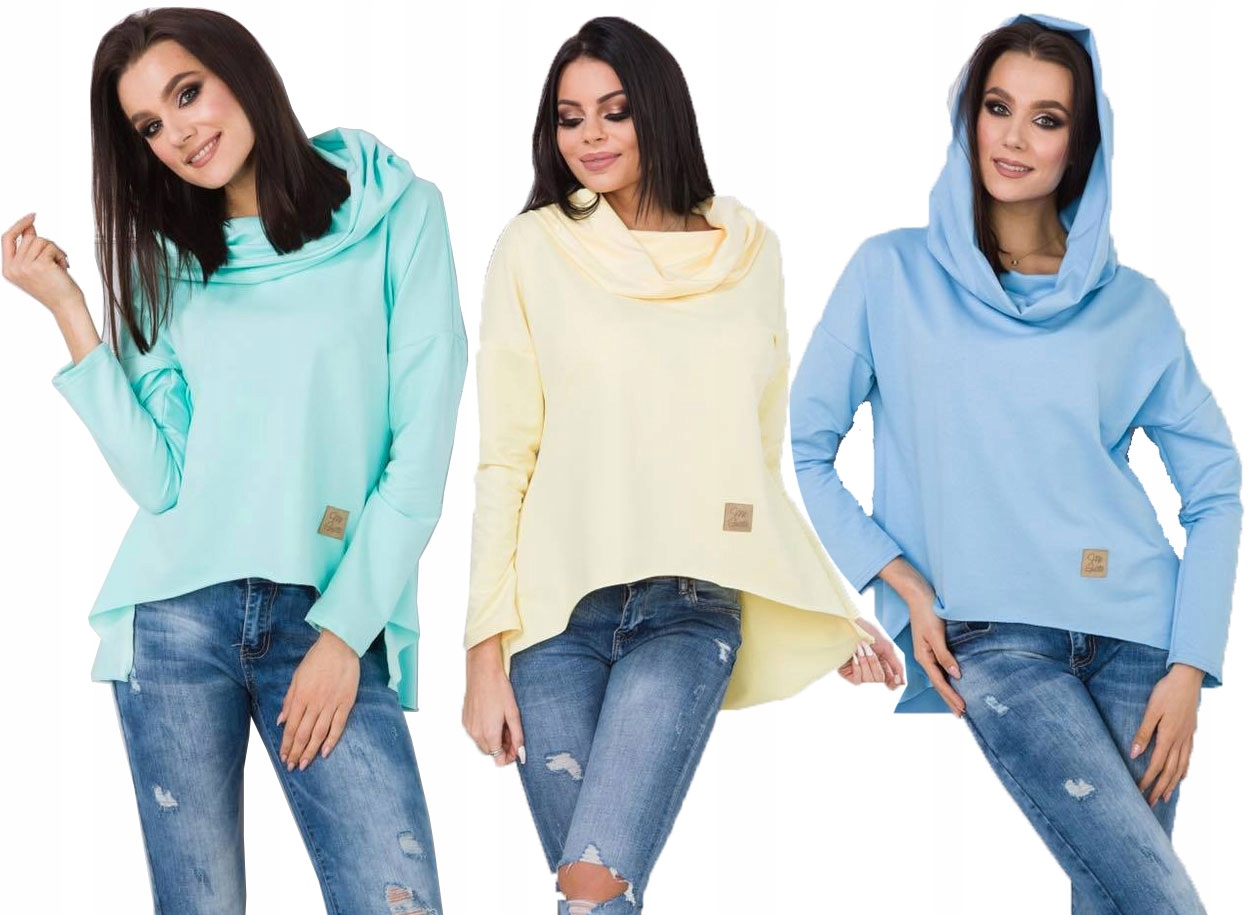 

Asymetryczna Tunika Bluza Sukienka Komin Kaptur S