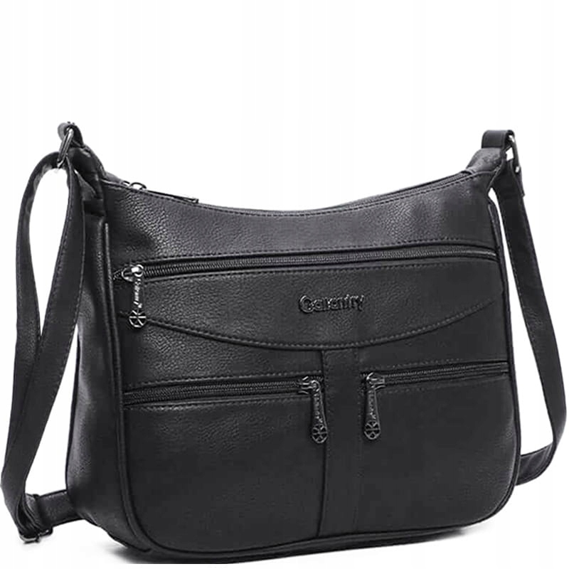 Pojemna torebka damska listonoszka Gallantry 2 komory Czarna Eko kieszonki