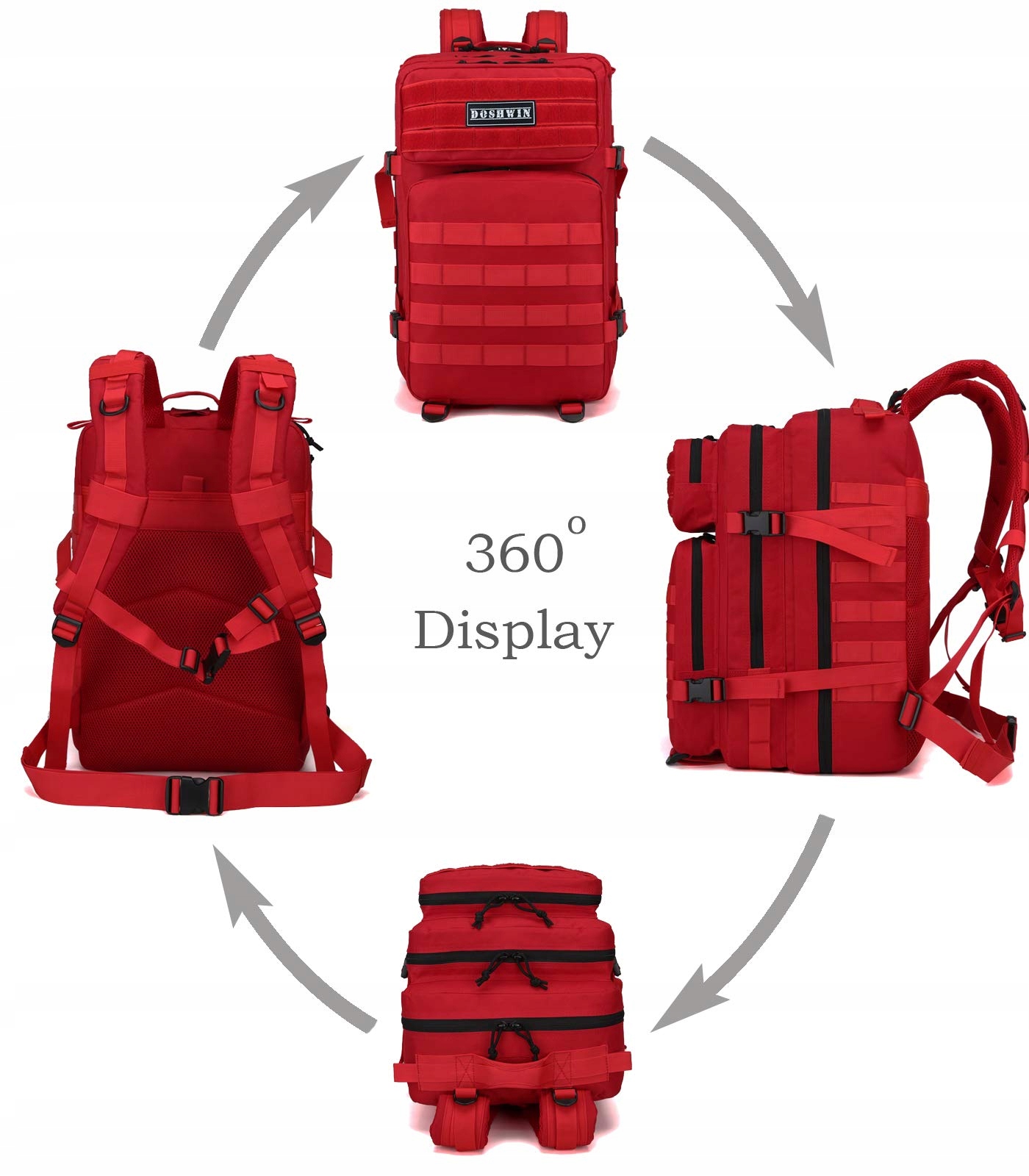 DOSHWIN 40L Czerwony Plecak Wojskowy Molle na Wędrówki/Camping — miniatura 2