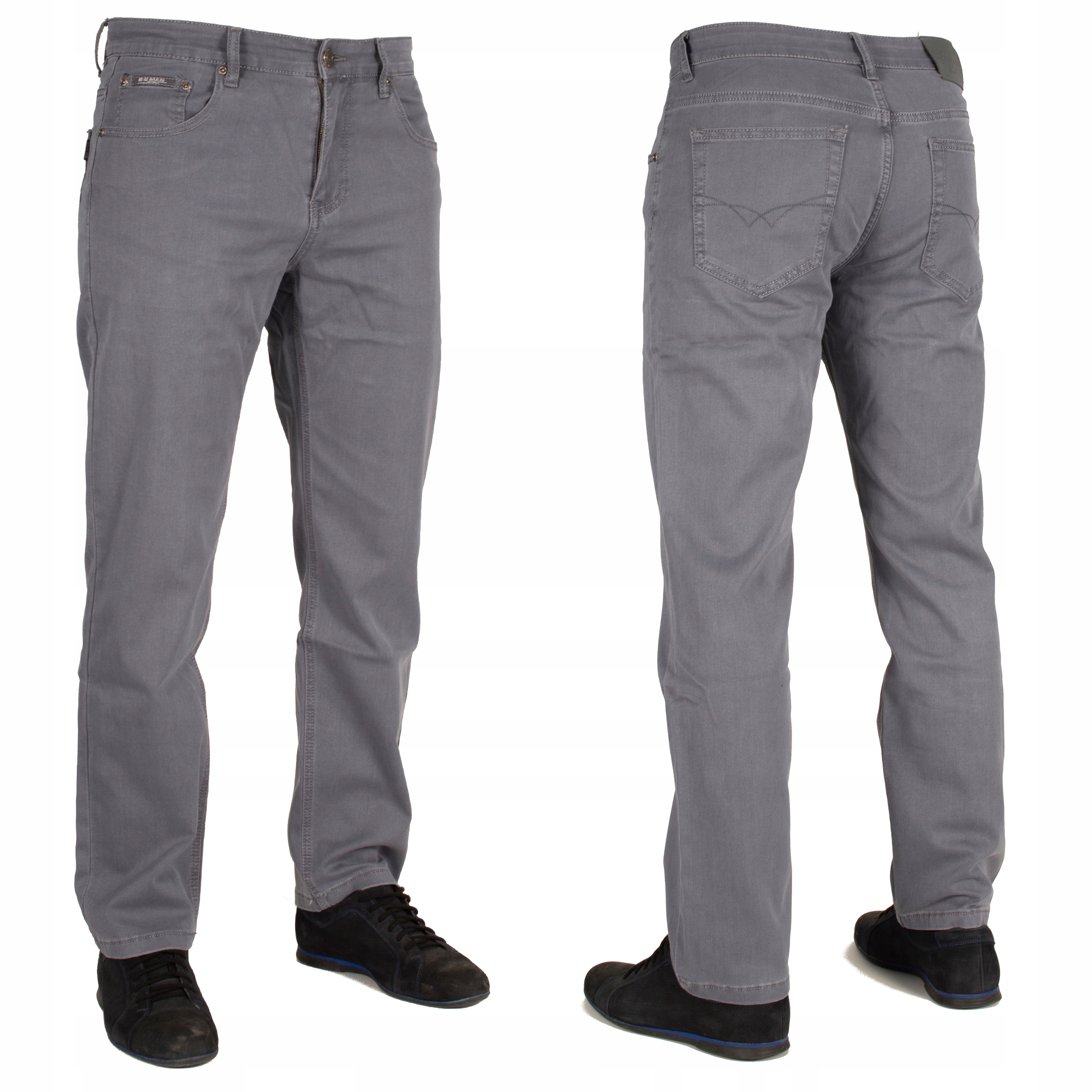 Spodnie męskie bawełna W:34 L:30 92 CM cienkie popielate na lato