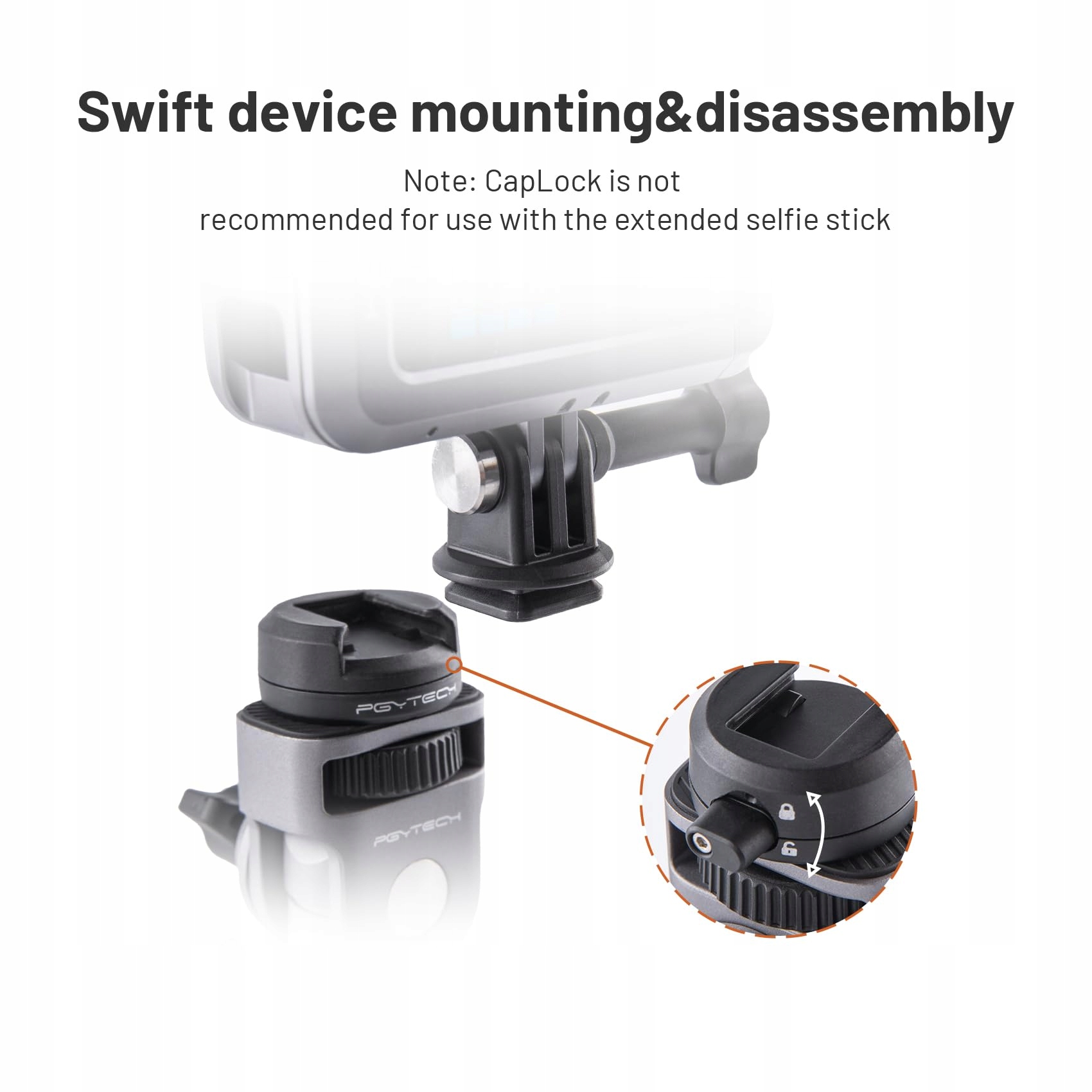 PGYTECH Uchwyt Aluminiowy Do Insta360 GoPro DJI Osmo Akcesoria Kamera — miniatura 5