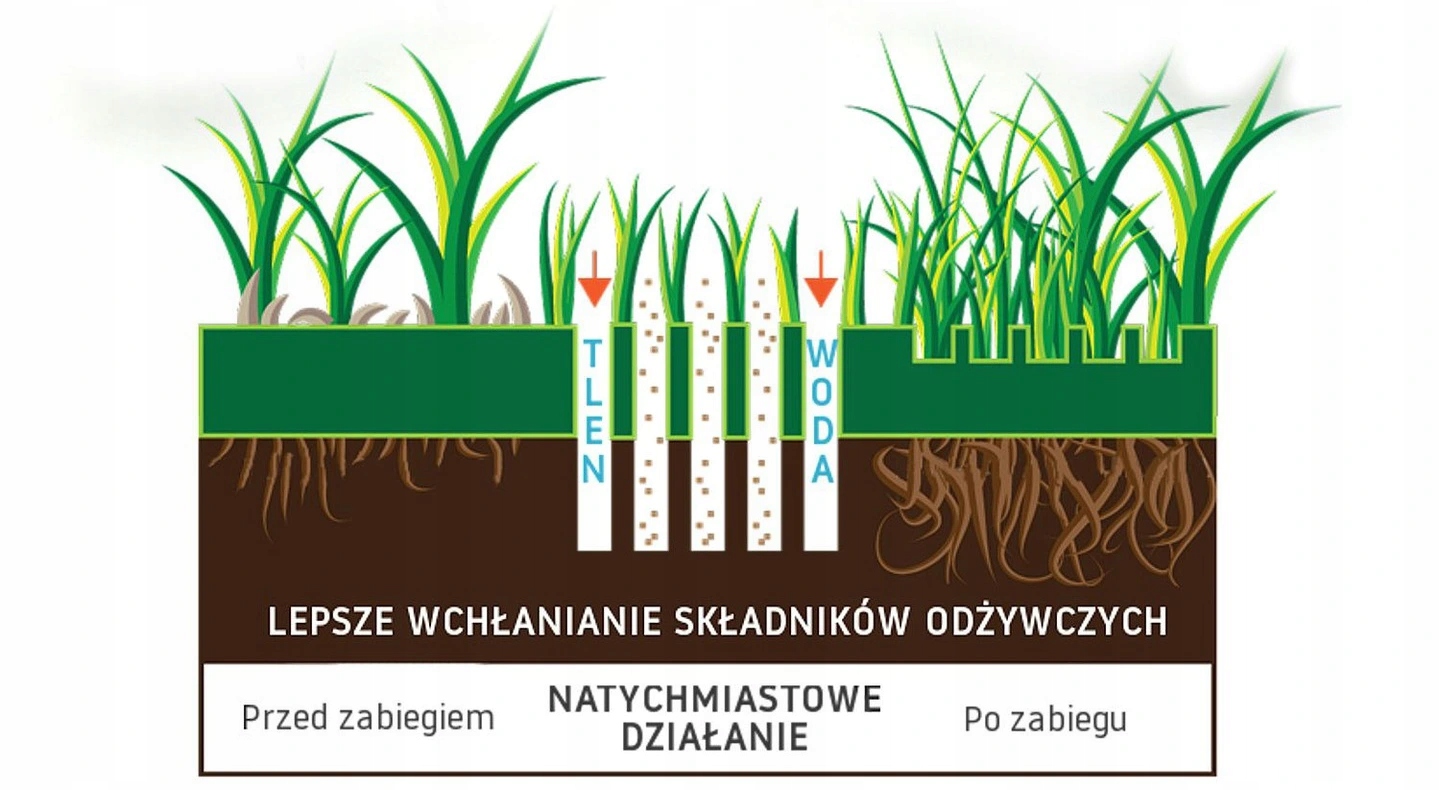 Aerator Wertykulator Ręczny Trawy Trzonek Kółka Seria Bluegarden