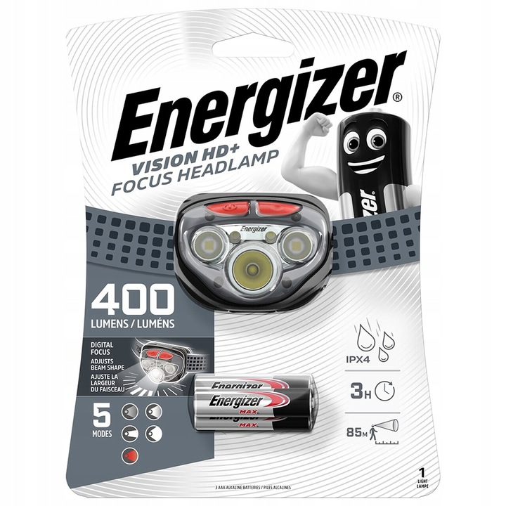 Latarka czołowa, czołówka Energizer Vision Headlight HD+ Focus 400 lumenów