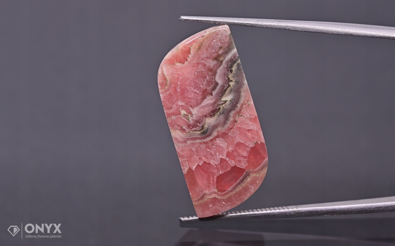 Rodochrozit nízký kabošon nepravidelný 25x12 mm