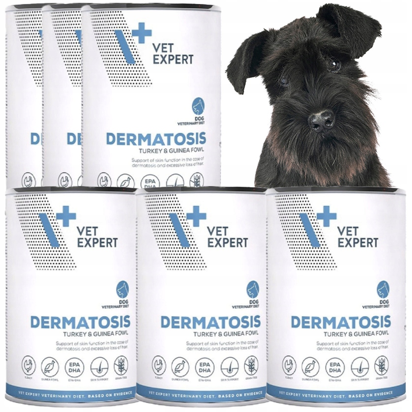 Zestaw Vet Expert Dermatosis mokra karma weterynaryjna dla psa 6x400g