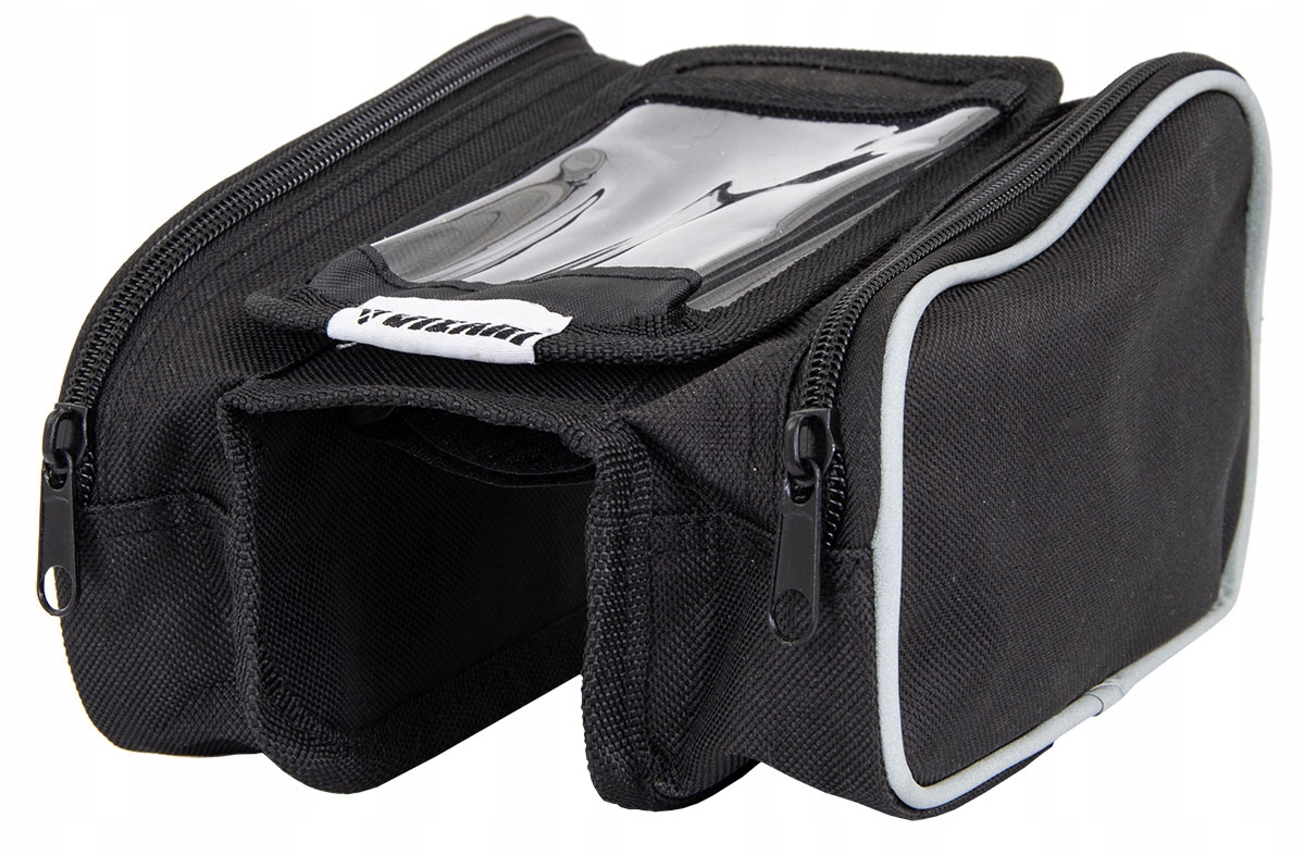 CZARNA TORBA Rowerowa SOLIDNA na Ramę DUŻA z ETUI Zapięcie rzep