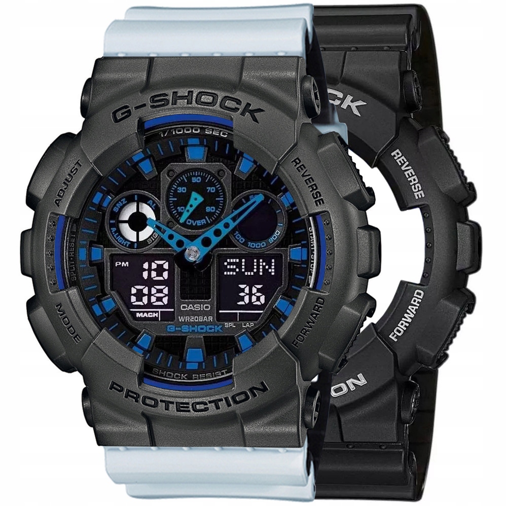 Sada G-shock GA-100-1A2ER Šedá Bílá, Černá