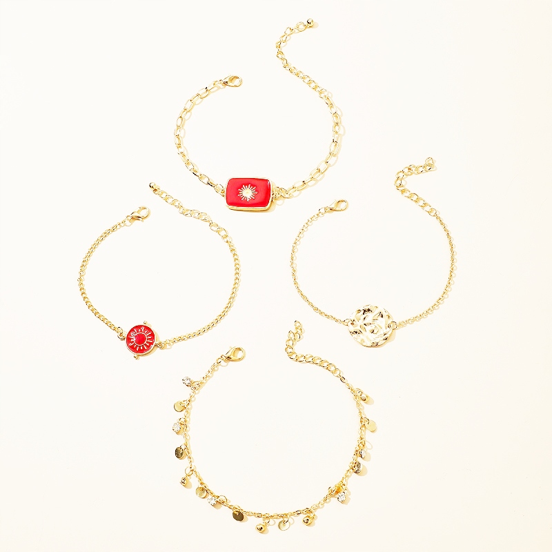 

Złoty Zestaw Bransoletek Boho Retro Punk 17