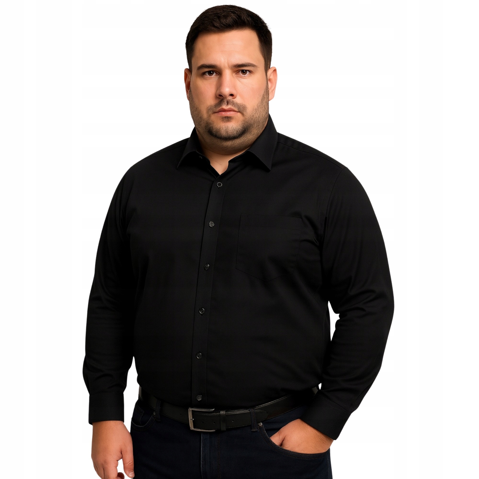 Koszula Męska Czarna Nadwymiar Duża Rozm. 6XL 47-48 Bawełniana