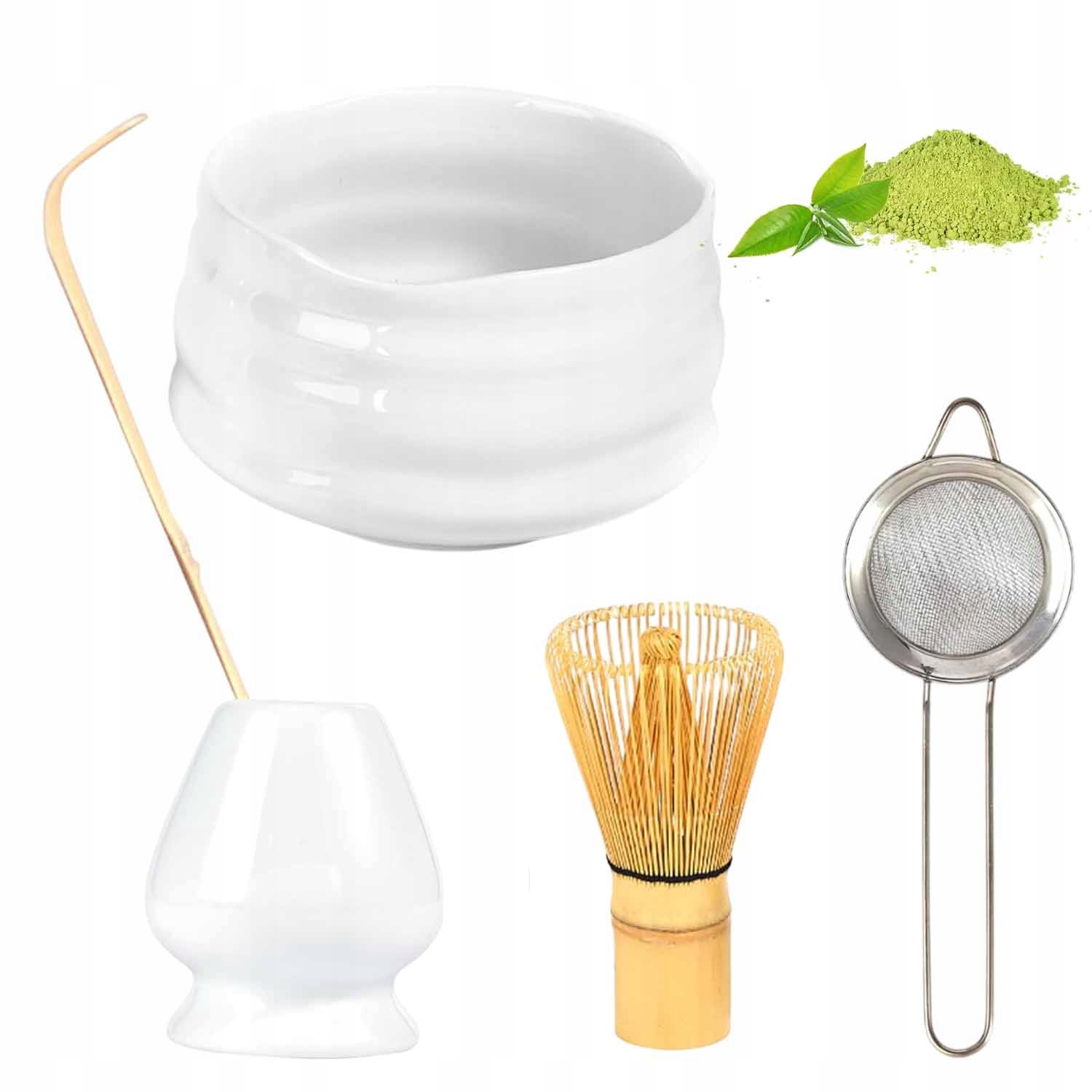 Herbata Matcha Japońska Zestaw Miotełka Pędzel Stojak Łyżką Prezentowy