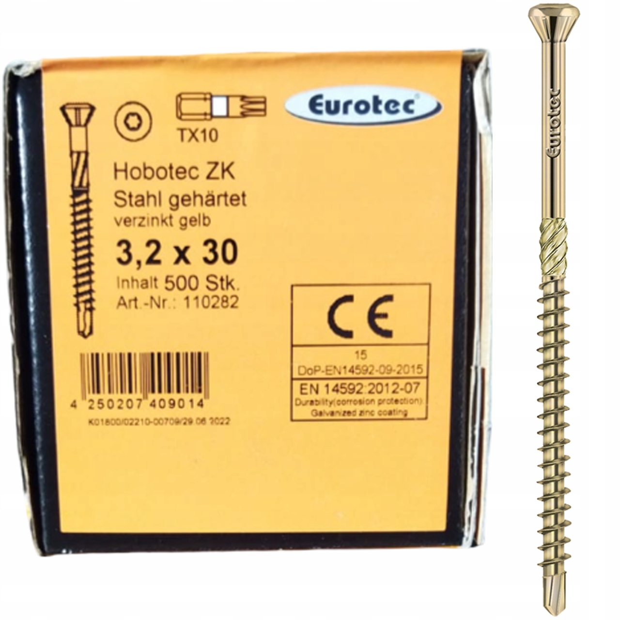 Wkręty Do Drewna Podłogi Elewacji Ocynk Złote Hobotec TX10 3,2X30mm 500szt