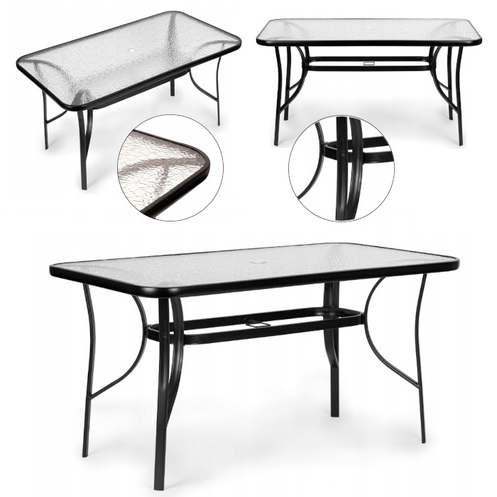 Stół stolik ogrodowy szklany Wave 140x80cm taras balkon Styl nowoczesny
