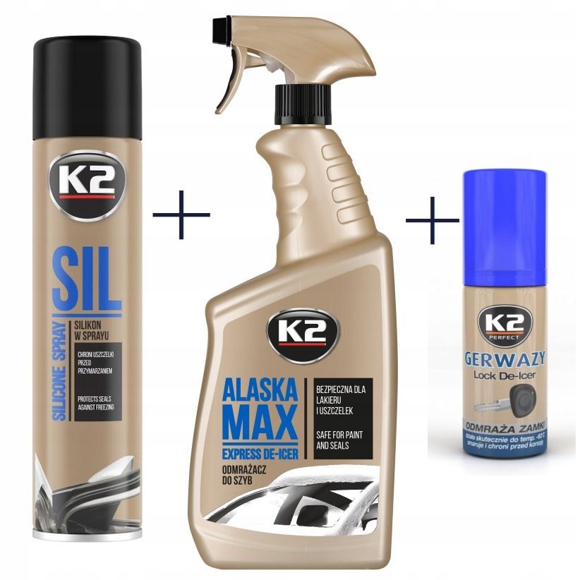 K2 ZIMOWY ZESTAW ODMRAŻACZ ZAMKÓW SZYB USZCZELEK 4 szt