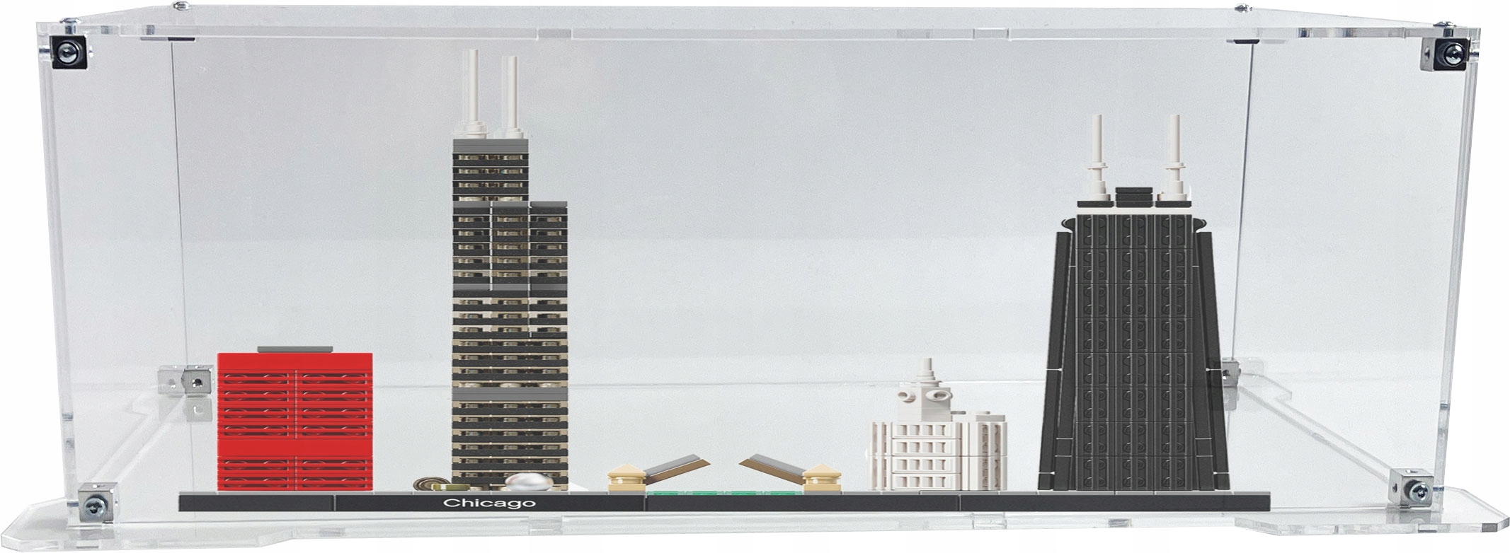 Vitrína s podstavcem Drewlandia pro stavebnici Lego 21033 Architecture Chicago