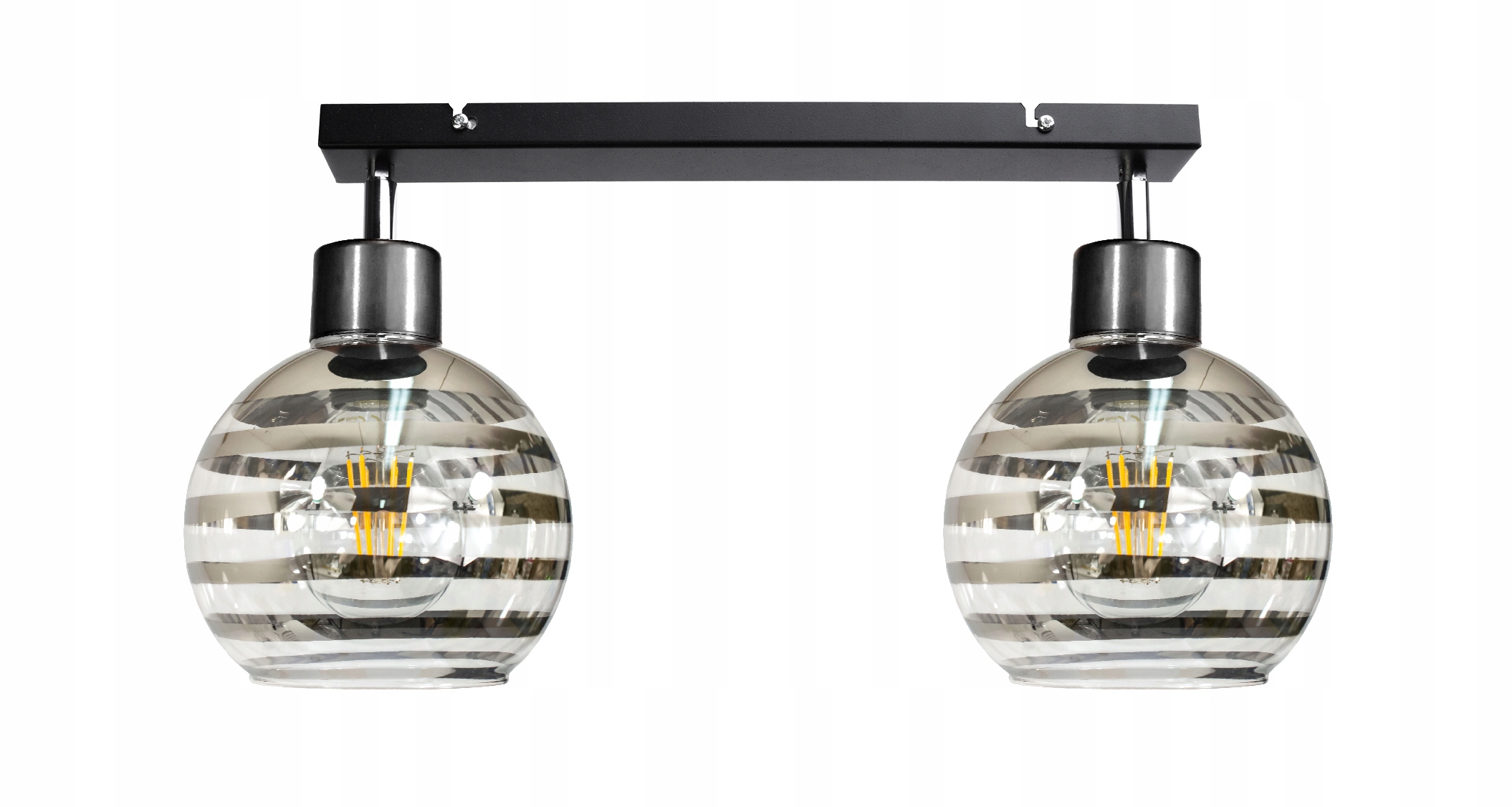 Lampa Wisząca Sufitowa Led Belka 2xE27 Szklana Kula Do Salonu, Kuchni