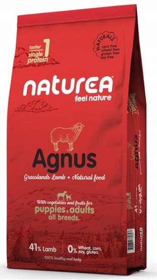 Naturea Naturals Agnus karma dla szczeniąt i psów dorosłych Jagnięcina 12kg