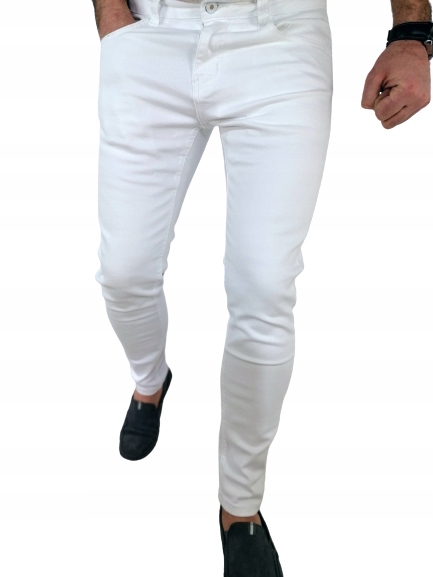 Pánske džínsové nohavice biele hladké slim MSB 29