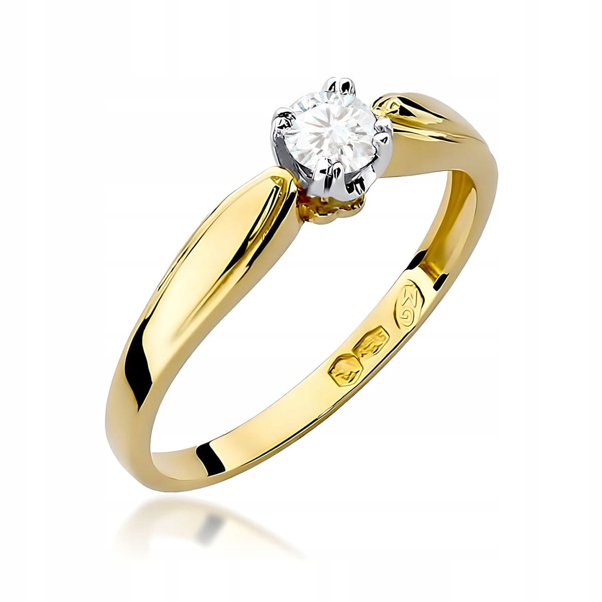 Zlatý prstýnek 585 s diamantem 0.24 ct kulatý na zásnuby, šperky