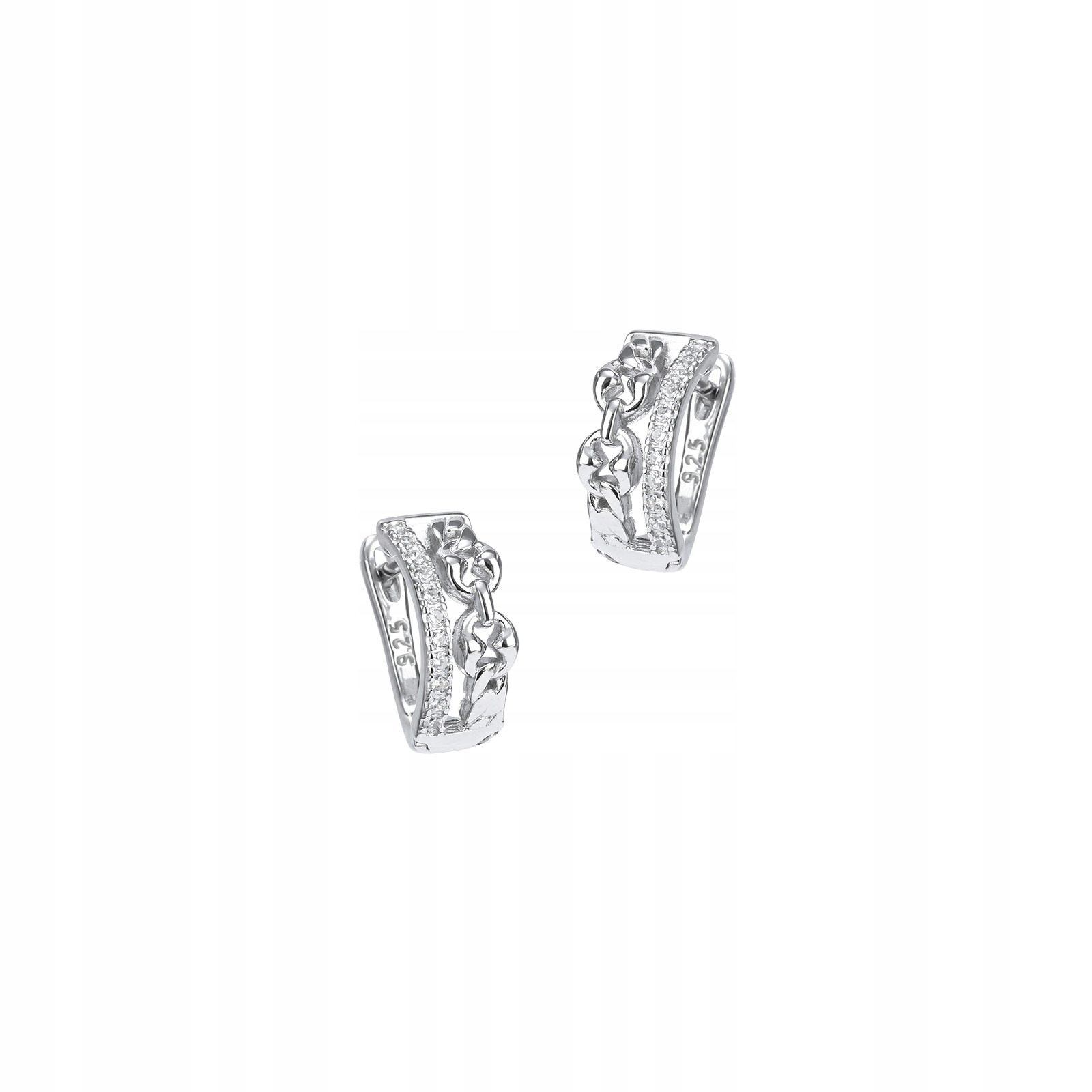 Stříbrné náušnice 925 Spojené články Zirkon