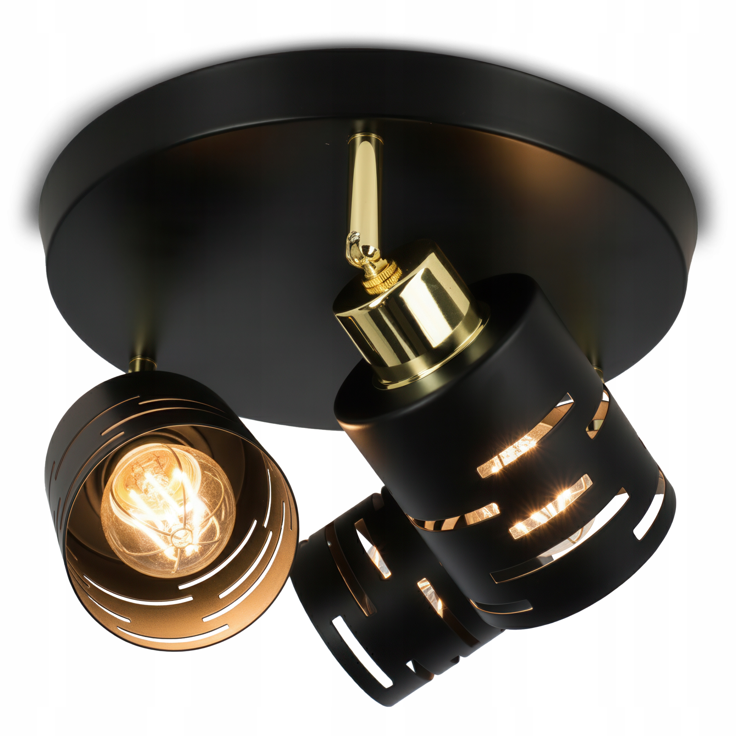 Lampa Sufitowa 3X E27 Led Żyrandol Plafon Natynkowy Oprawa Czarna Ruchoma