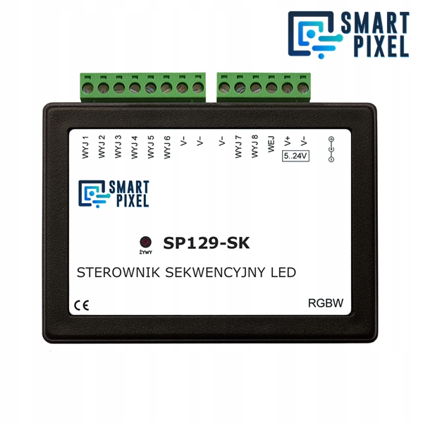 Ovládač SmartPixel pre koridorové Led pásky SP129SK Rgbw – 8 výstupov 5-24V
