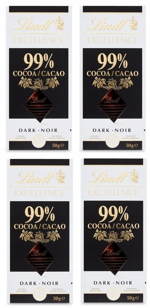 4x 50g Lindt Excellence Czekolada gorzka 99% kakao