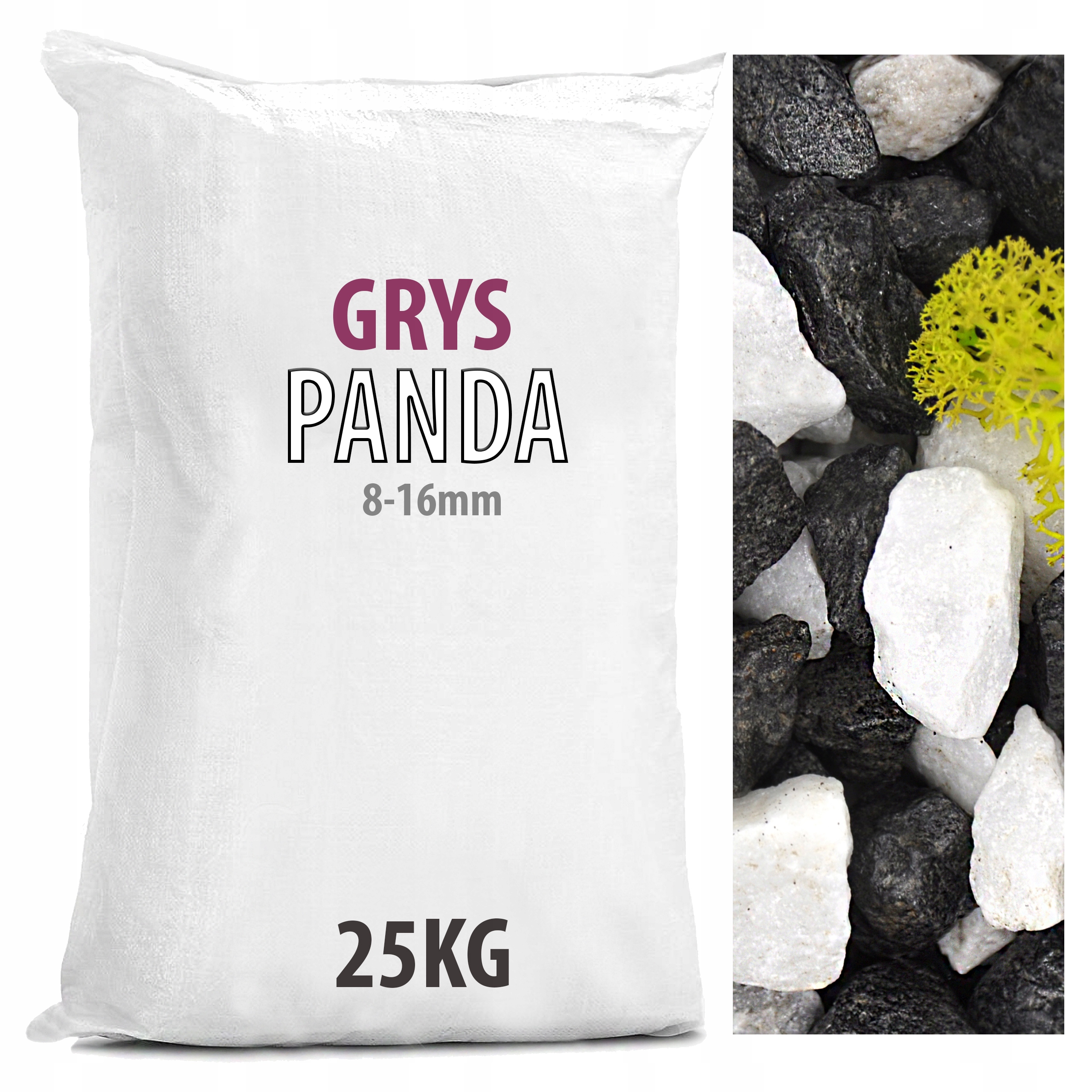 

Grys Ogrodowy Panda Czarno Biały Żwir 8-16mm 25KG