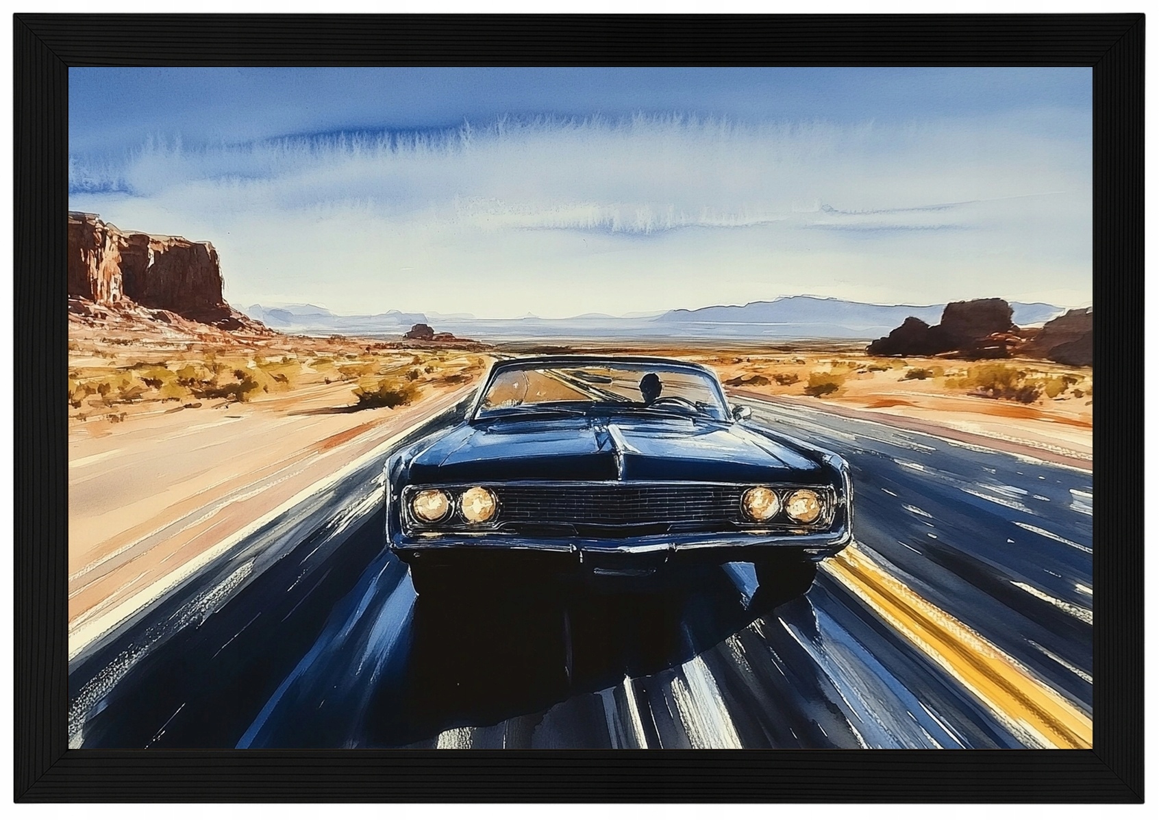 Plakát Rámeček Na Plakát Muscle Car Pouštní Silnice Vintage Retro Usa 60x40