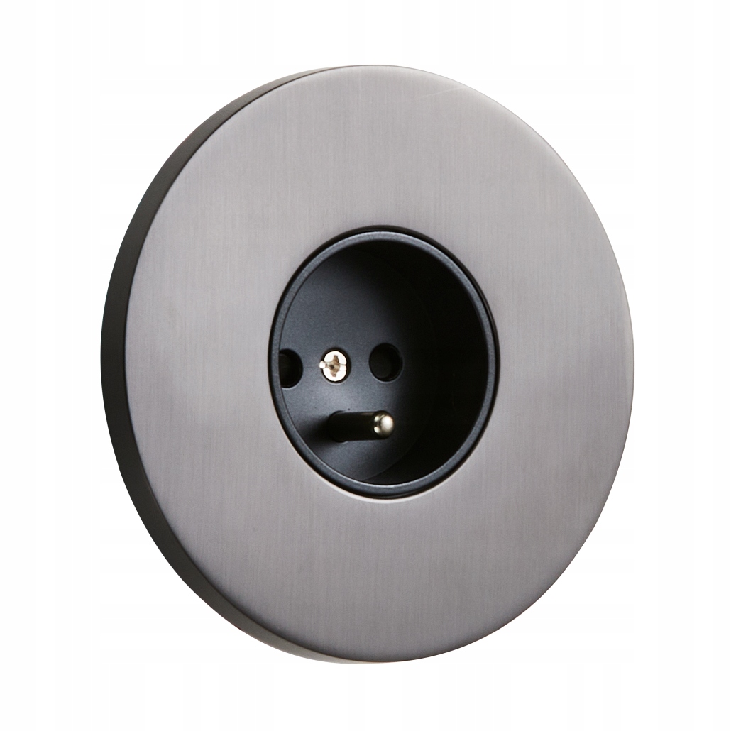 Kontaktní zásuvka kulatá kovová grafit elegantní Togglica Round