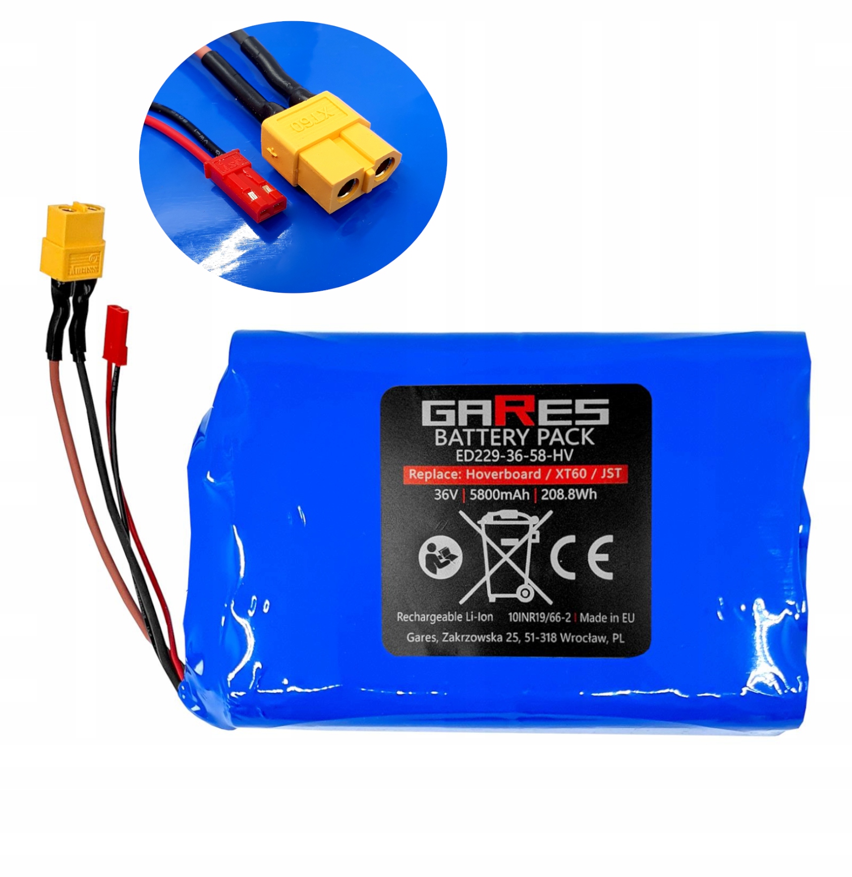 Bateria Akumulator do Deski Elektrycznej Hoverboard XT60 Jst 36V 5,8Ah