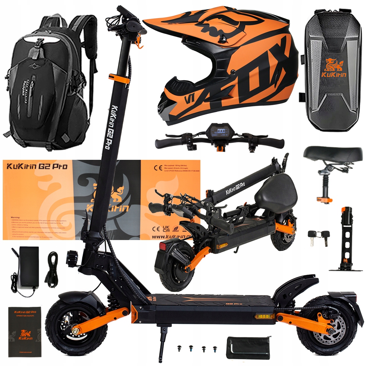 Składany Pojazd Elektryczny Kukirin G2 Pro 1000W 48V 15.6AH 45KM/H +Prezent