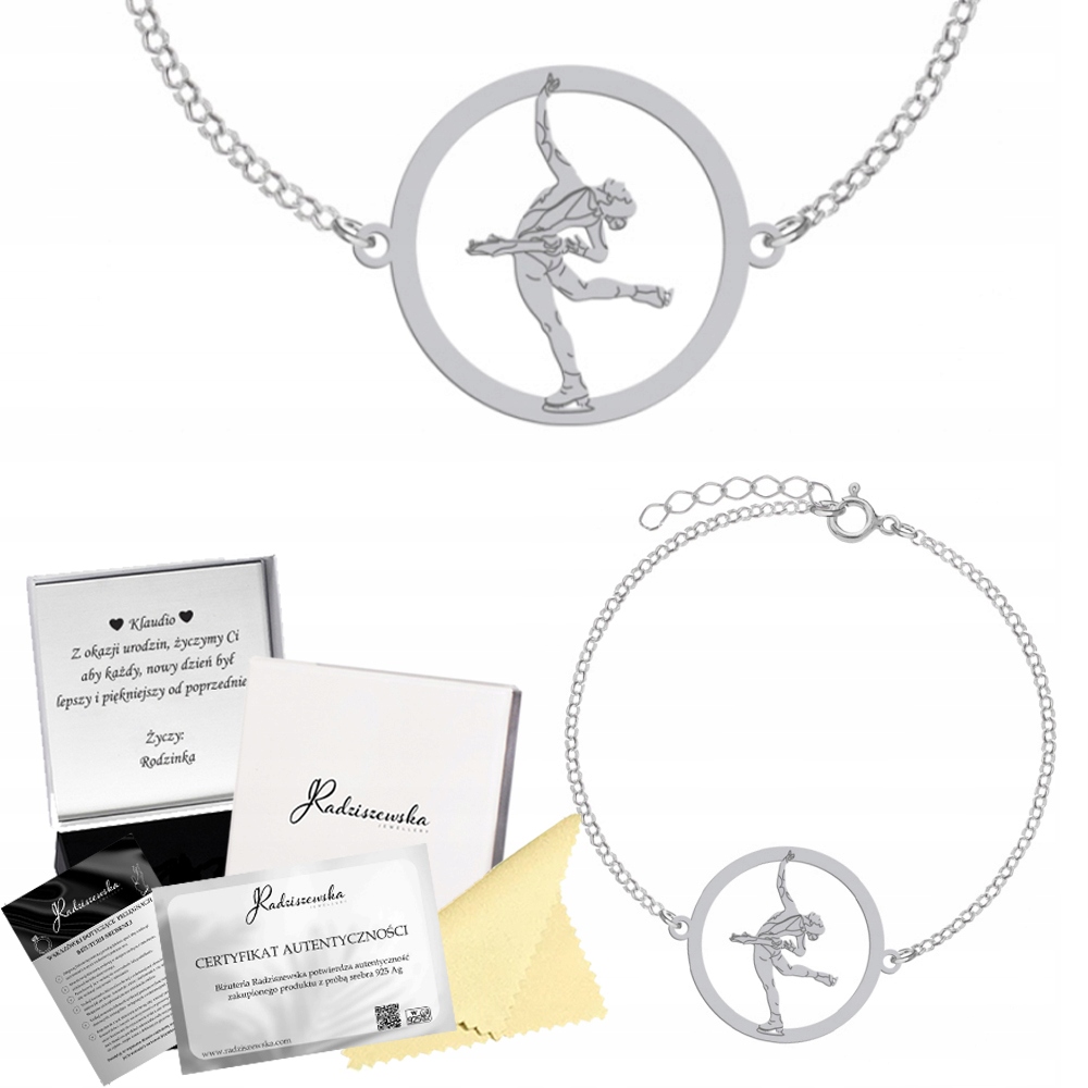 Stříbrný Náramek Krasobruslení Ankr Žena Dárek Gravírování