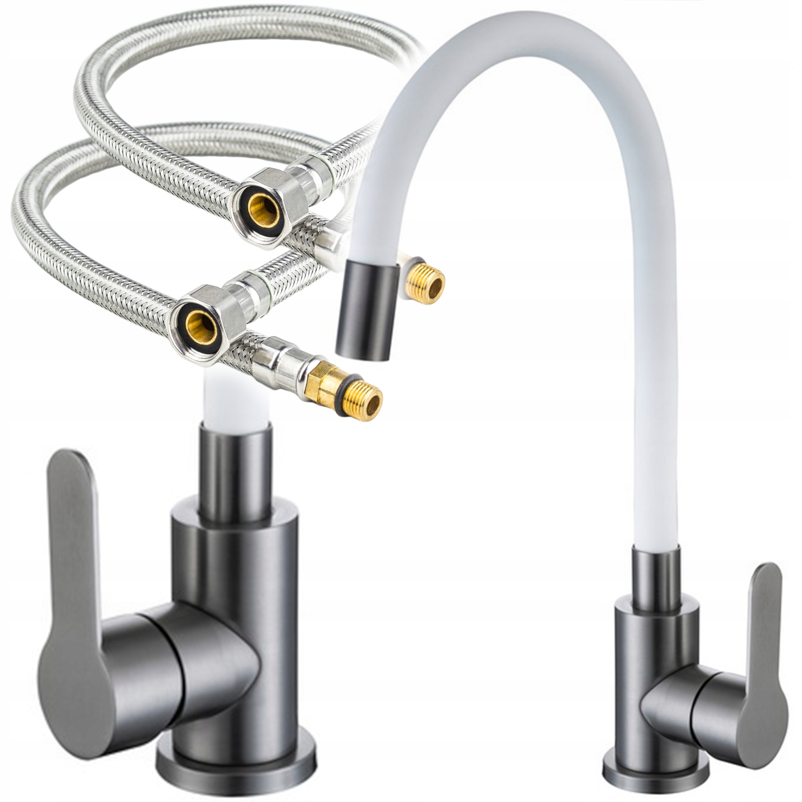 Bateria Kuchenna Elastyczna Wylewka Biała Z Elastyczną Wylewką Stojąca