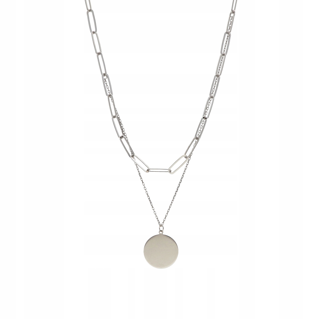 Náhrdelník dvojitý s kroužkem stříbro rhodiovaný