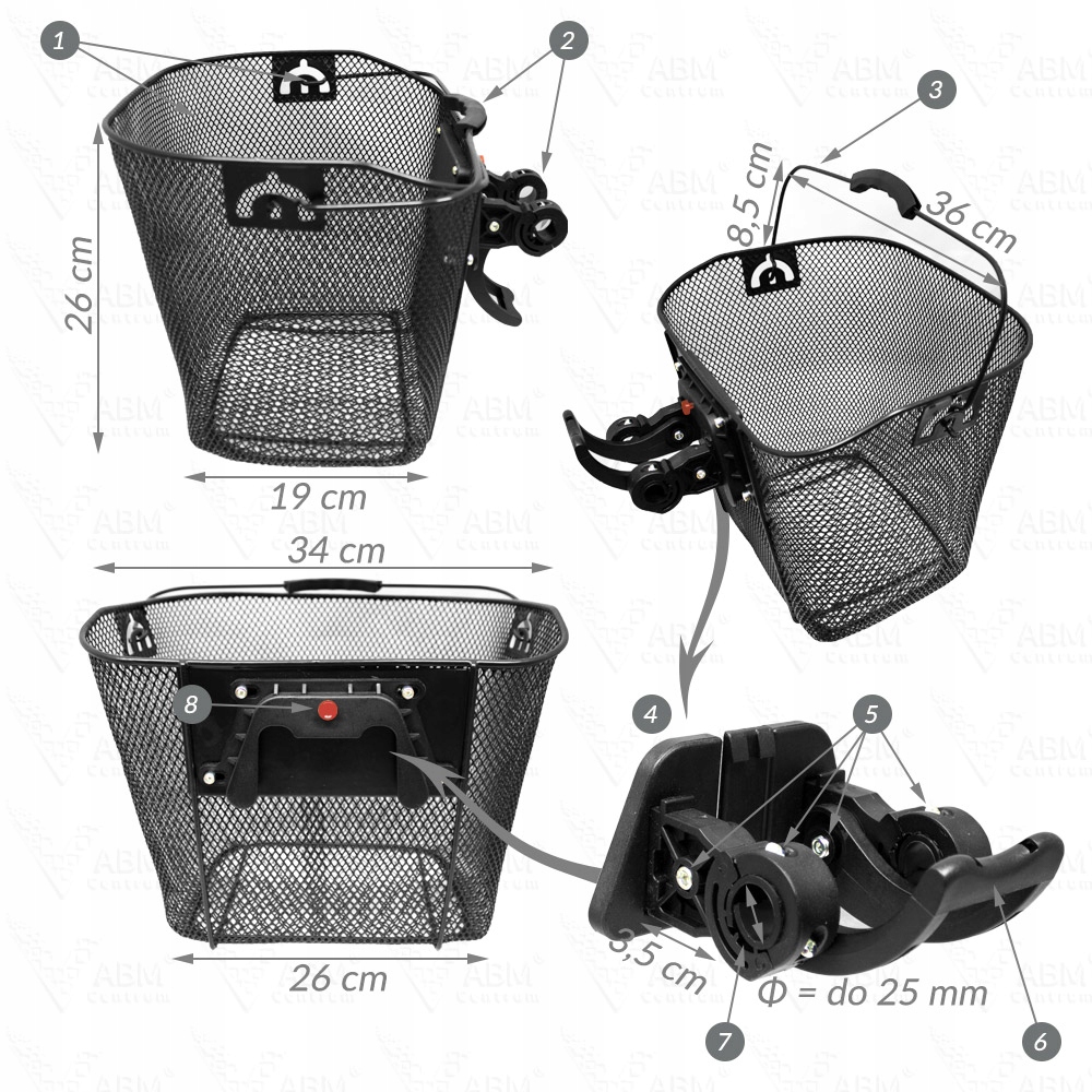 KOSZYK NA ROWER METALOWY KOSZ ROWEROWY 2w1 CLICK Kod producenta KOSCLIDUZ