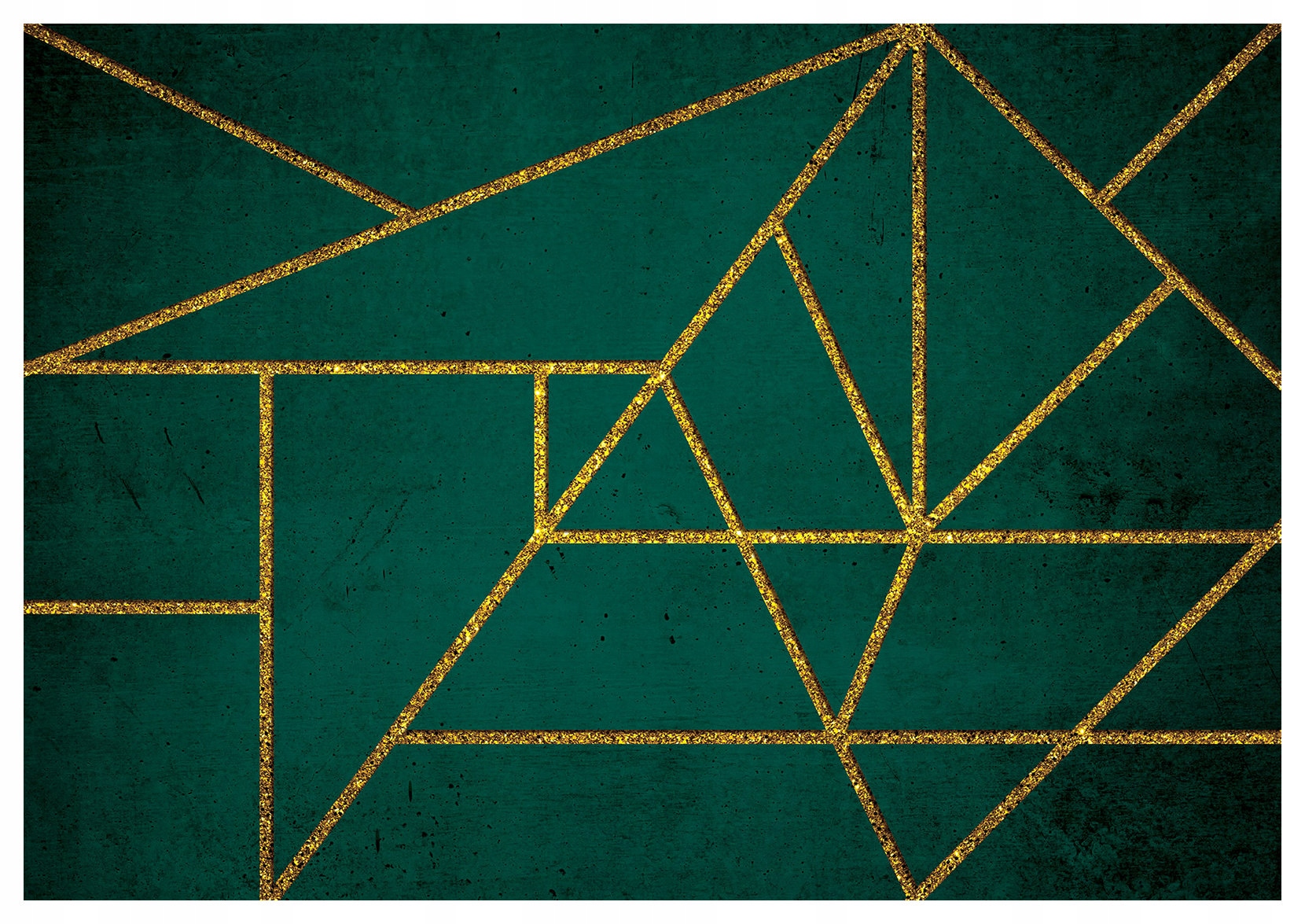 Vliesová fototapeta Zlatá geometrie na tmavě zeleném pozadí 300x210 lepidlo