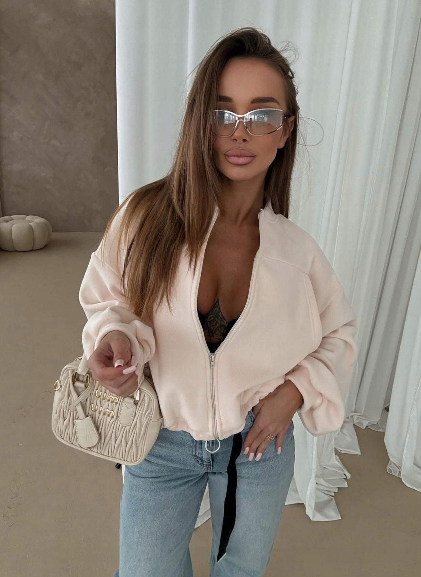 Dámský rozepínací fleece Boho meruňkové barvy Agatha Studio One Size