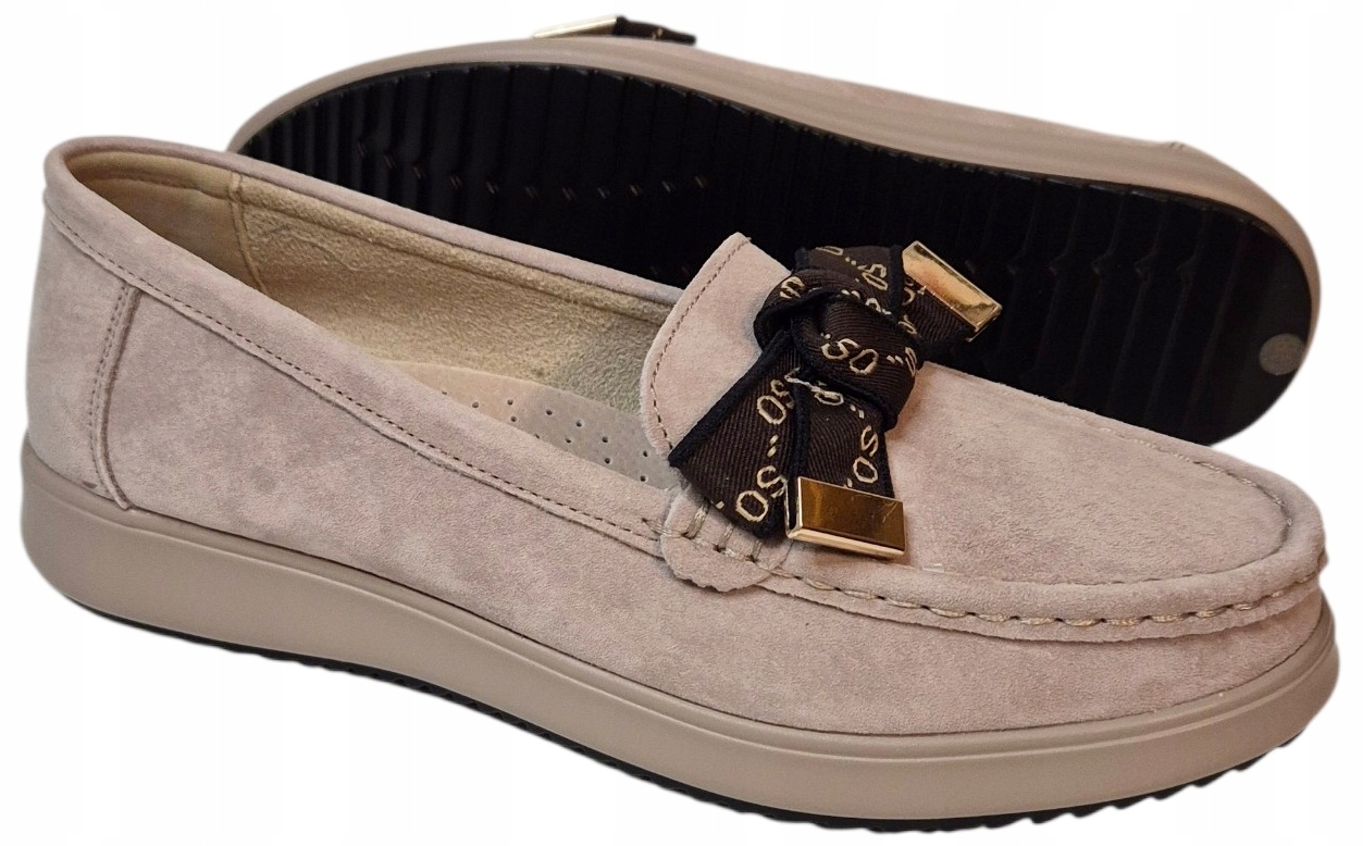 Filippo DP6457/25 Béžové mokasíny s mašličkou, semišová kůže vel 39