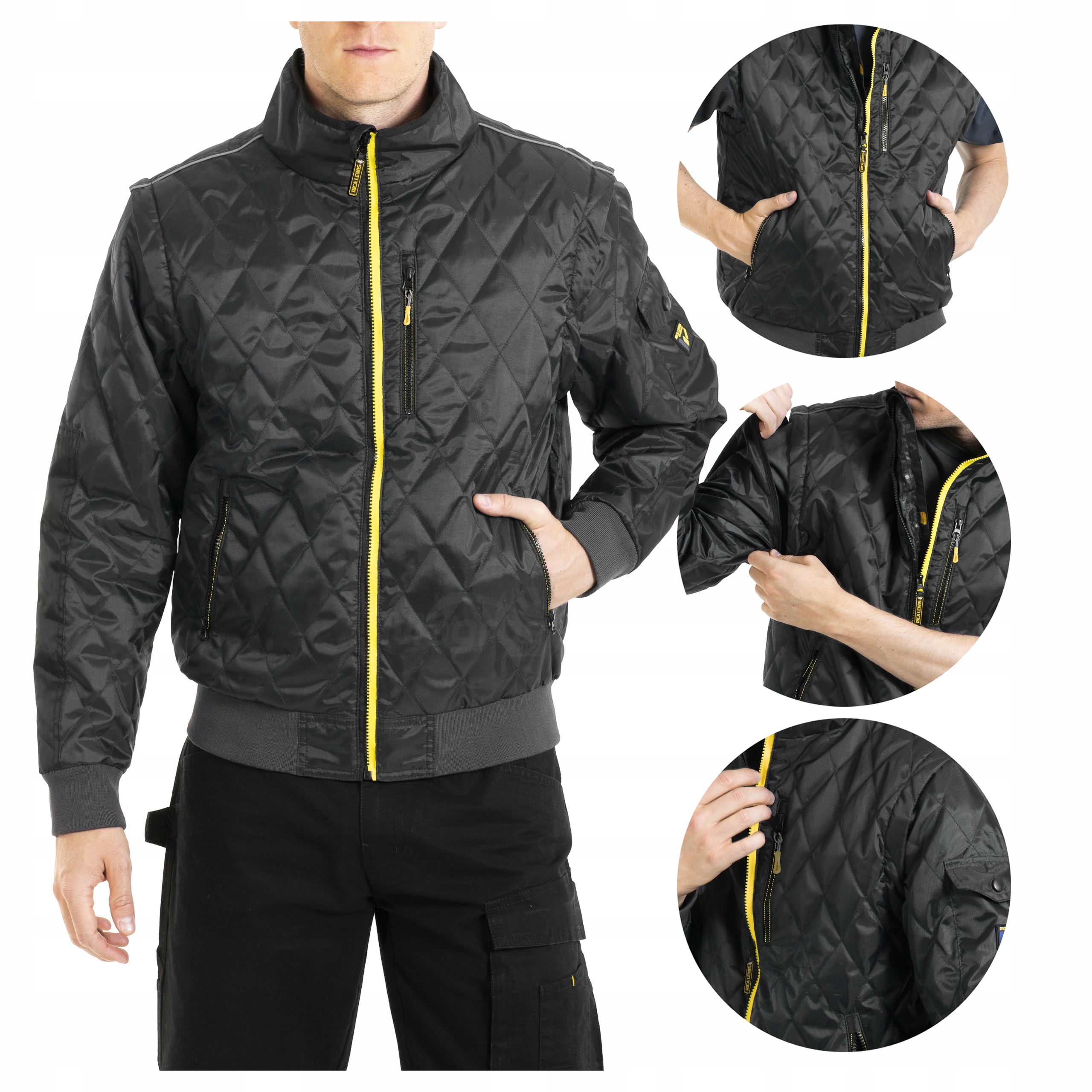 Kurtka Robocza Męska Pikowana Bomber 2w1 Kamizelka Czarna Rica Lewis Twin