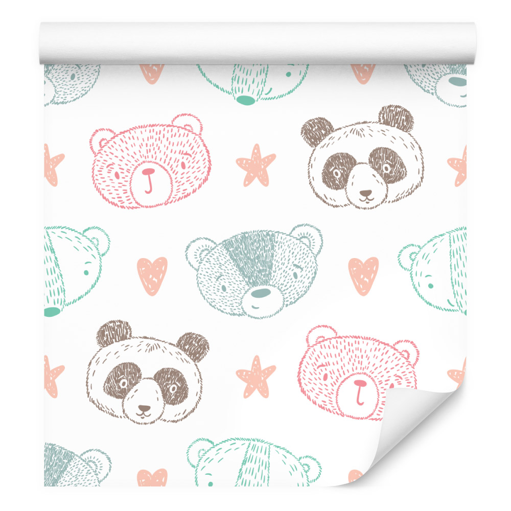 Tapeta pro děti, barevné medvídky, srdce a hvězdy