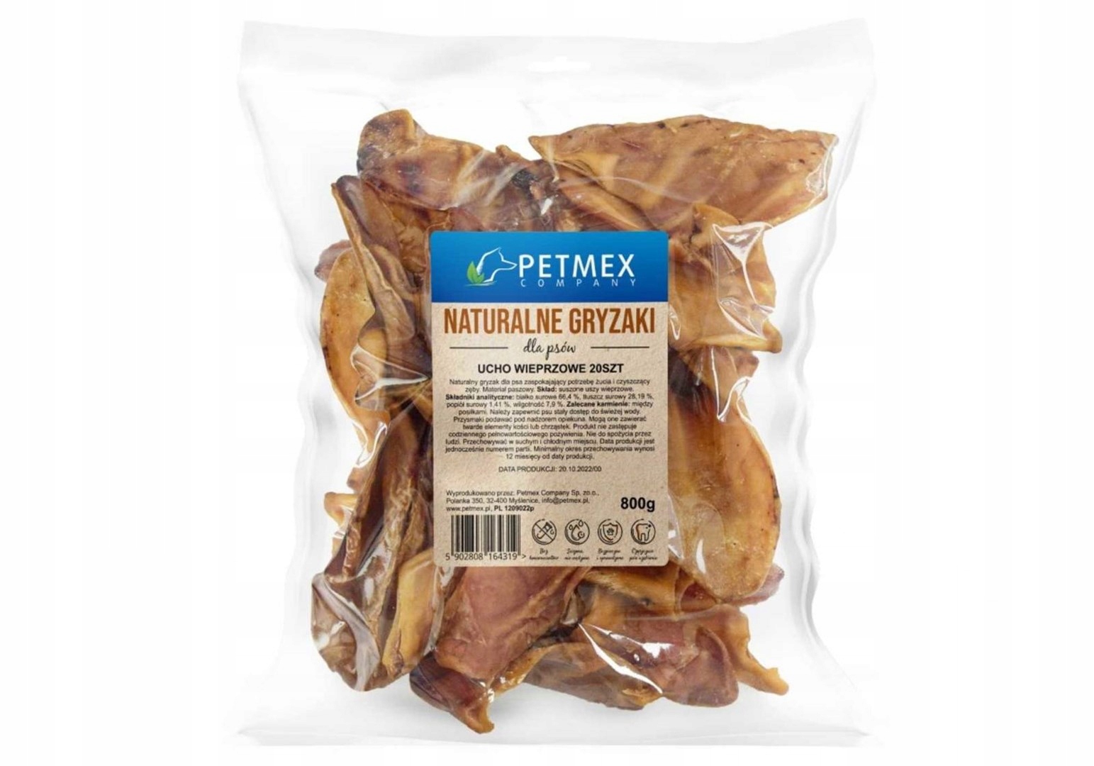 Pamlsek pro psy Petmex Vepřové ucho 20 Ks
