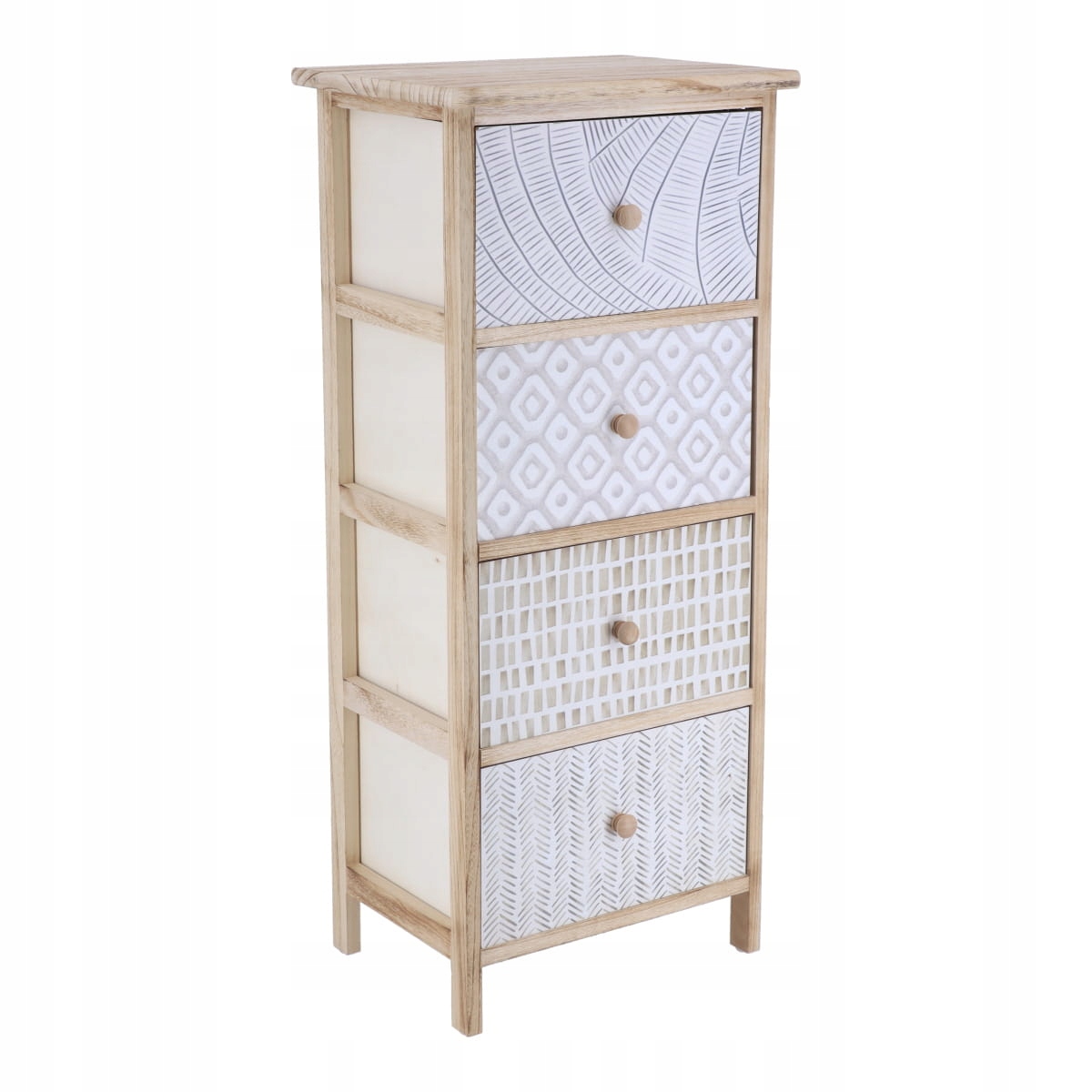 Koupelnová skříňka Olea se 4 zásuvkami, dřevěný dekorativní organizér, stylový