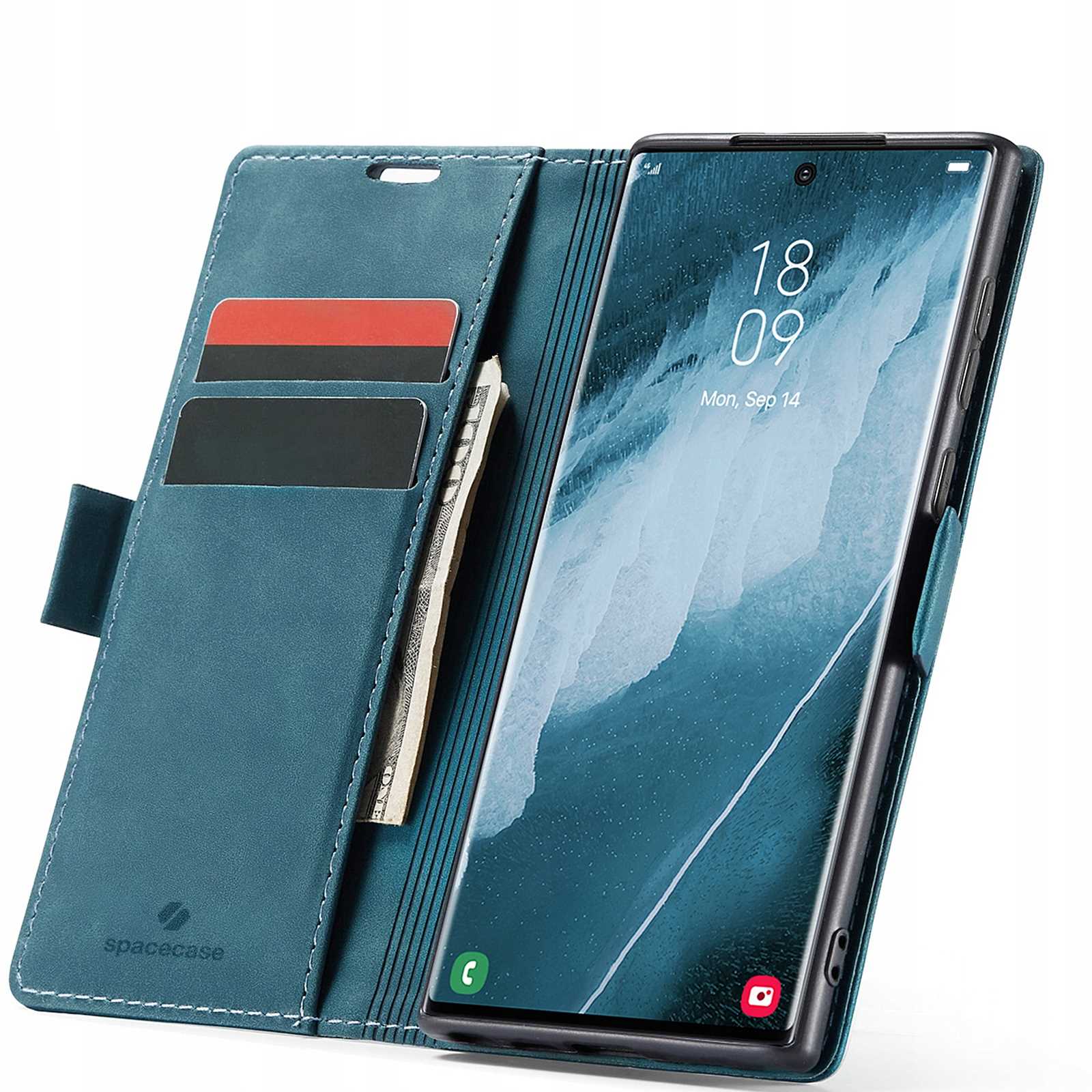 Spacecase Wallet Galaxy S22 Ultra modrá